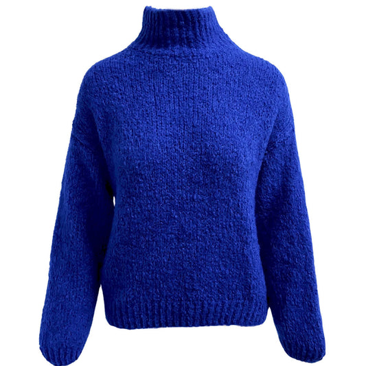 High Neck Jumper Cobalt Front