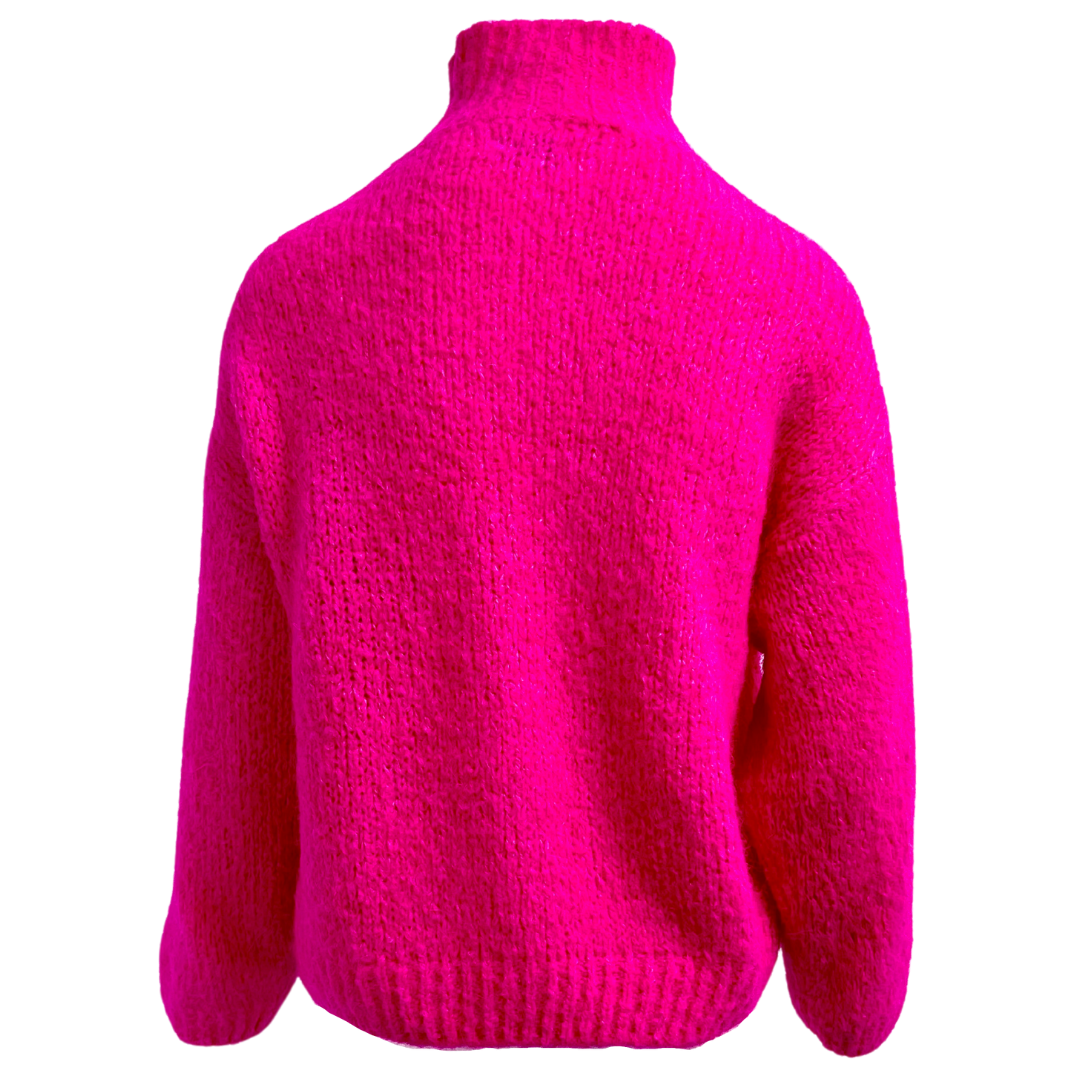 High Neck Jumper Neon Pink