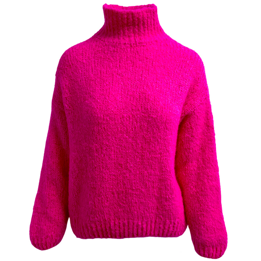 High Neck Jumper Neon Pink