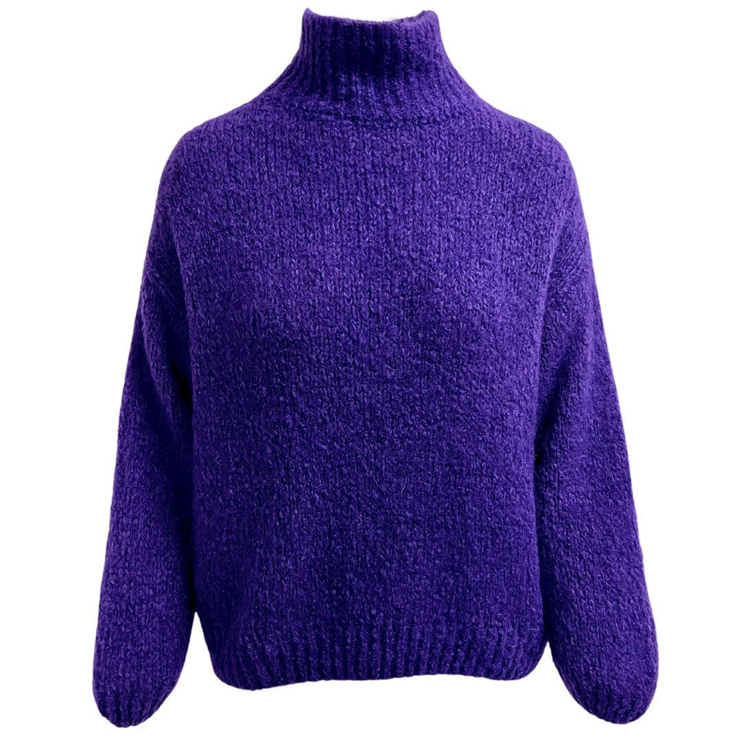 High Neck Jumper Purple Front