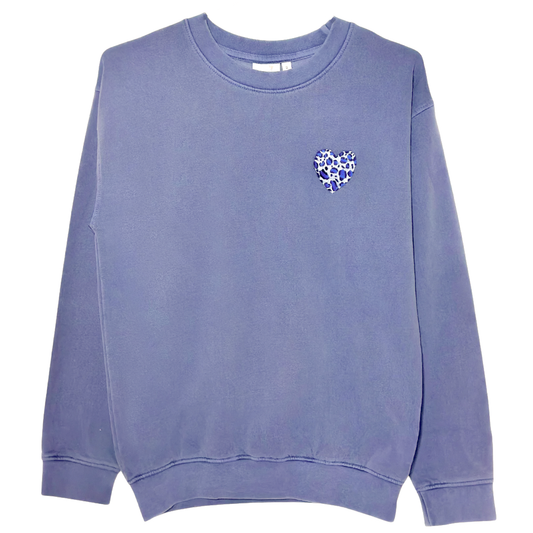 Leopard Heart Sweatshirt Indigo Blue