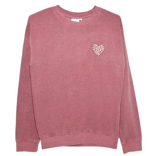 Leopard Heart Sweatshirt Raspberry