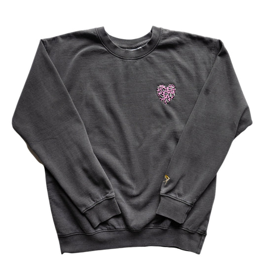 Leopard Heart Sweatshirt Charcoal