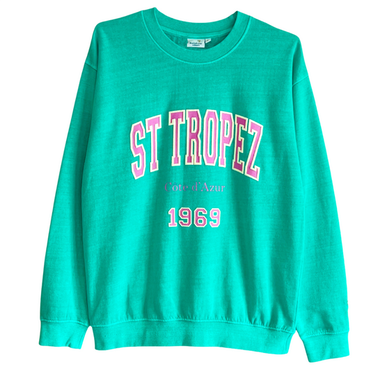 St Tropez Sweatshirt Kelly Green Puff Print