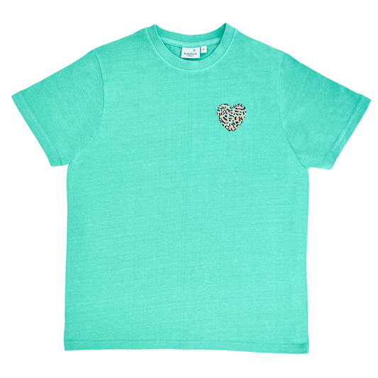 Leopard Heart  T-Shirt Kelly Green