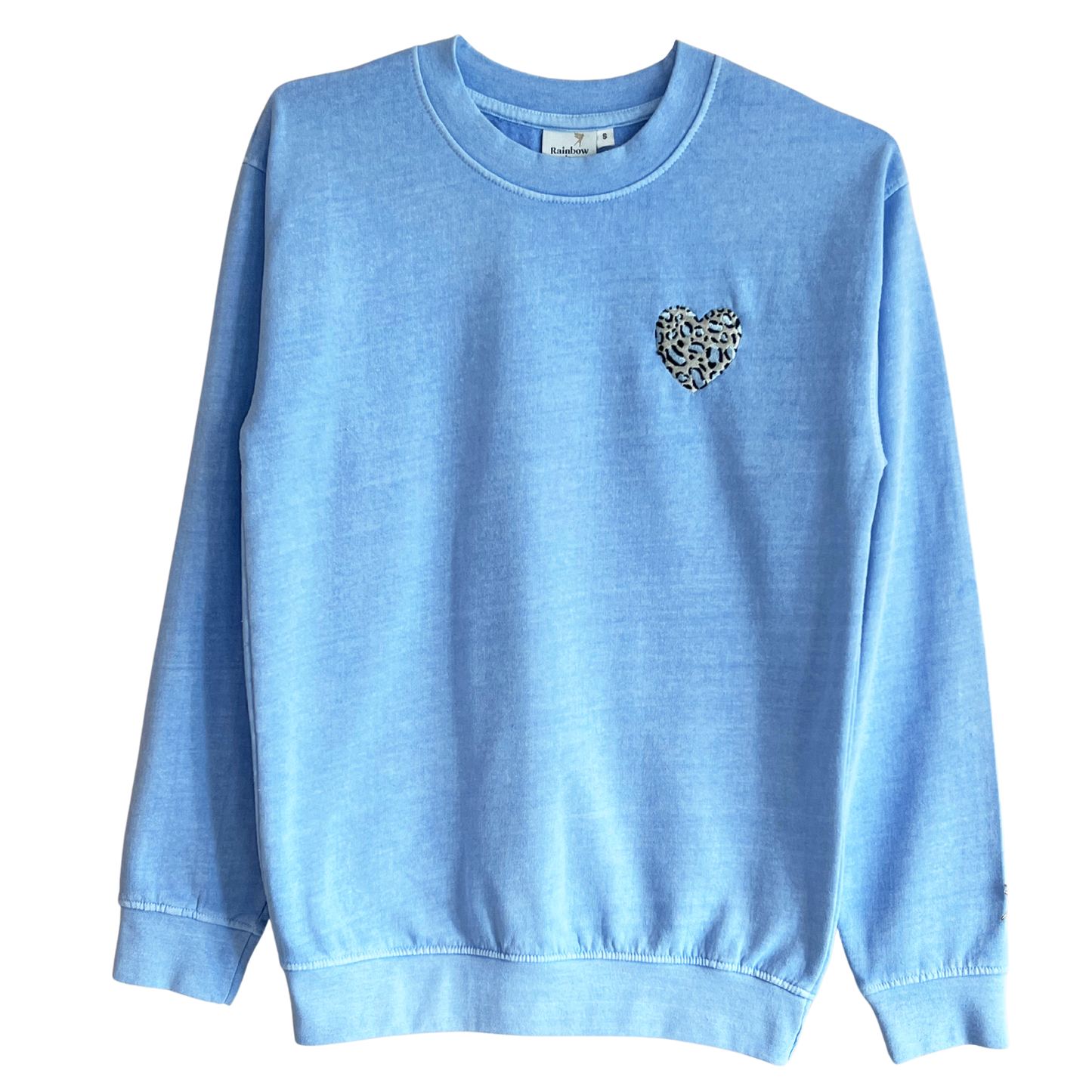 Leopard Heart Sweatshirt Sky Blue